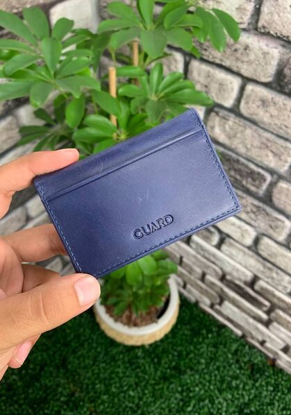 Guard Antique Navy Blue Leather Card Holder - Thumbnail