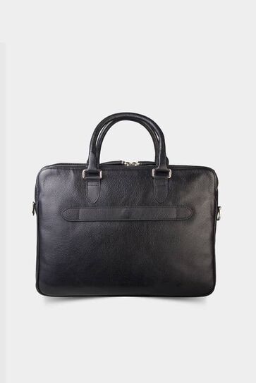 Guard 3-Compartment Black Leather Briefcase - Thumbnail