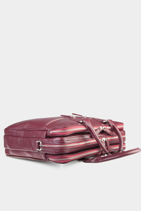 Guard 3-Compartment Claret Red Leather Briefcase