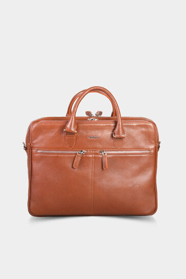 Guard 3 Compartment Tan Leather Briefcase - Thumbnail