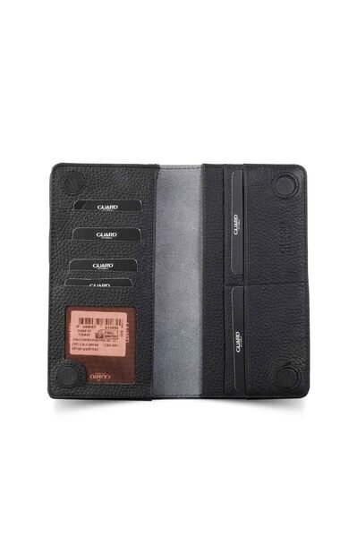 Guard Leather Men/Women Portfolio Wallet with Phone Entry - Black - Thumbnail