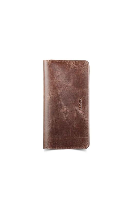 Guard Leather Men/Women Portfolio Wallet with Phone Entry - Antique Brown