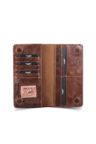 Guard Leather Men/Women Portfolio Wallet with Phone Entry - Antique Brown - Thumbnail