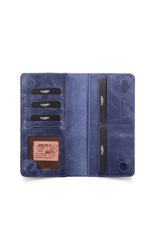 Guard Leather Men/Women Portfolio Wallet with Phone Entry - Antique Navy Blue