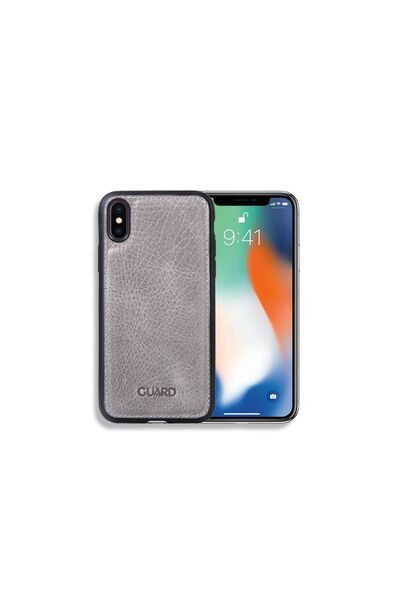 Guard Antik Deri Gri iPhone X / XS Kılıfı - Thumbnail