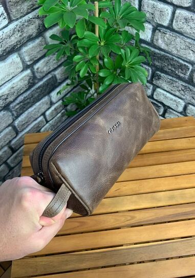 Guard Antique Brown Unisex Leather Handbag - Thumbnail