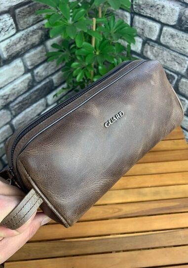 Guard Antique Brown Unisex Leather Handbag - Thumbnail