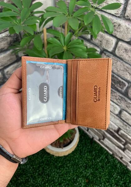 Guard Antique Tan Leather Card Holder - Thumbnail