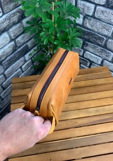 Guard Antique Yellow Unisex Leather Handbag - Thumbnail