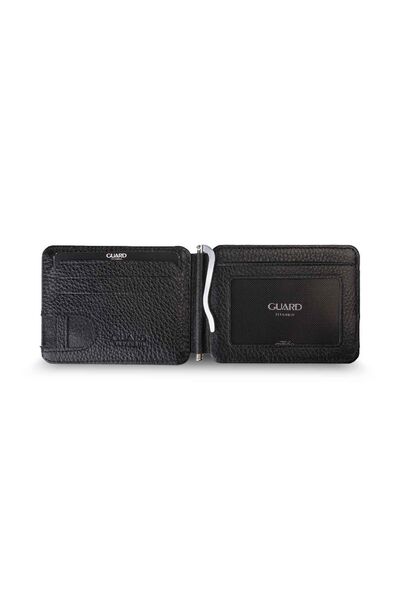 Guard Matte Black Clip-on Leather Card Holder - Thumbnail