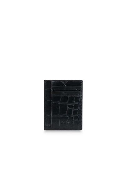 Guard Black Croco Print Leather Card Holder - Thumbnail