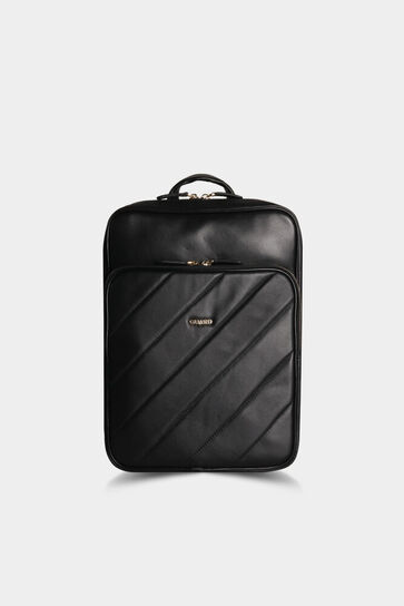 Guard Black Horizontal Stitched Leather Backpack - Thumbnail