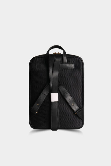 Guard Black Horizontal Stitched Leather Backpack - Thumbnail