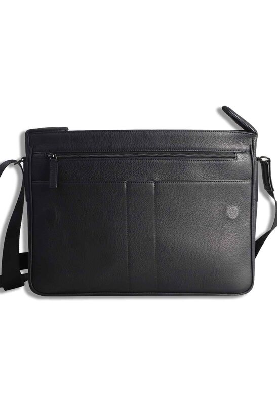 Guard Large Size Black Leather Shoulder Strap Bag