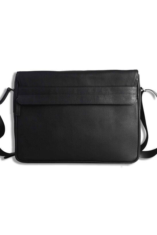 Guard Large Size Black Leather Shoulder Strap Bag