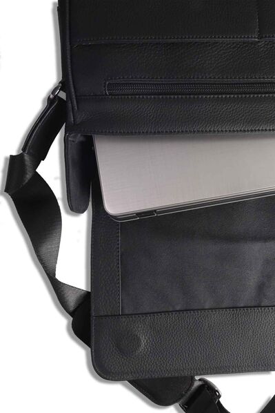 Guard Large Size Black Leather Shoulder Strap Bag - Thumbnail