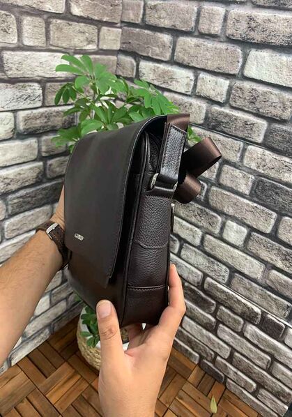 Guard Black Leather Shoulder Bag - Thumbnail