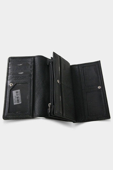Guard Black Leather Zippered Women's Wallet - Thumbnail