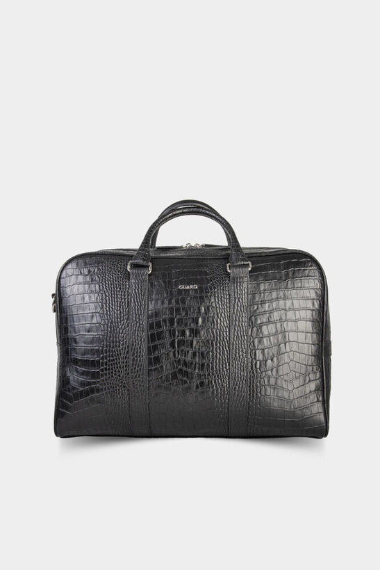 Guard Black Luxury Leather Crocodile Print Travel Backpack