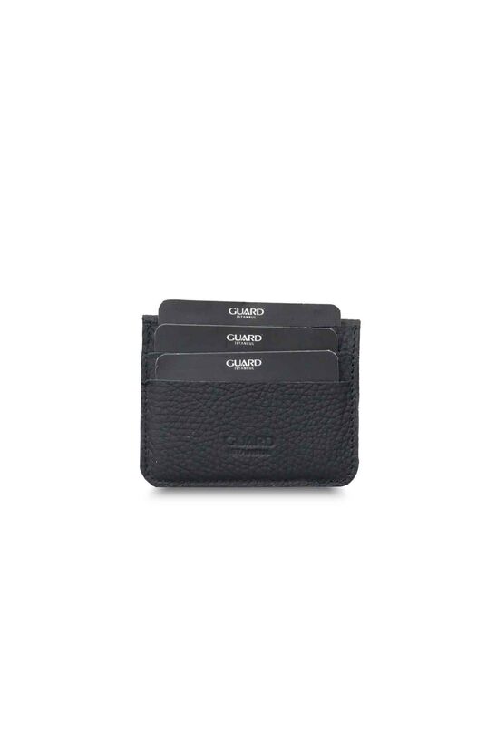 Guard Black Mini Leather Card Holder with Banknote Compartment