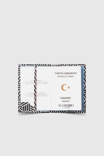 Guard Black and White Patterned Passport Cover - Thumbnail