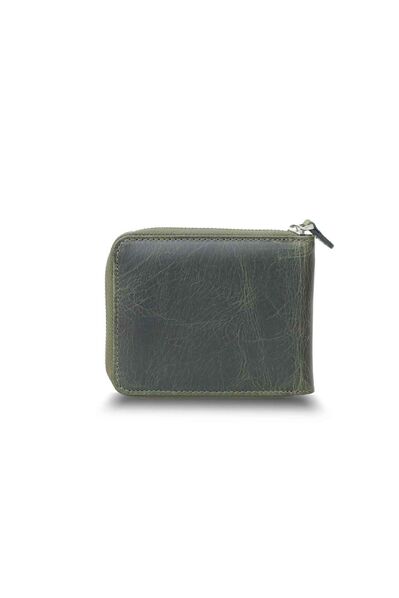 Guard - Guard Antique Green Zipper Horizontal Mini Leather Wallet (1)