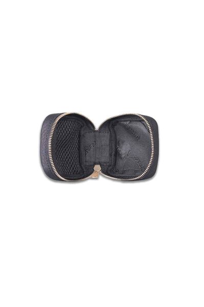 Guard Black Zippered Leather Mini Accessory Bag - Thumbnail