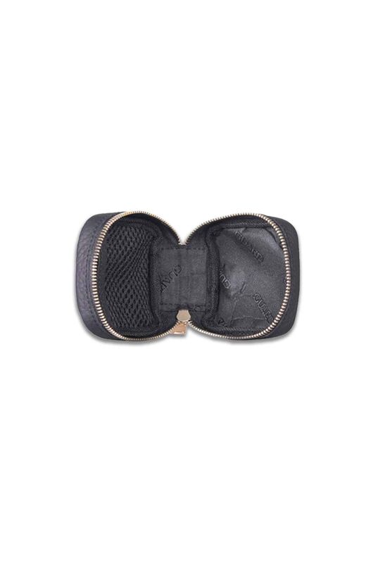 Guard Black Zippered Leather Mini Accessory Bag