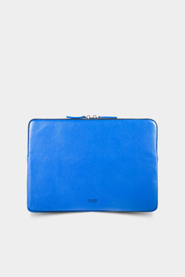 Guard Blue Leather Clutch Bag - Thumbnail
