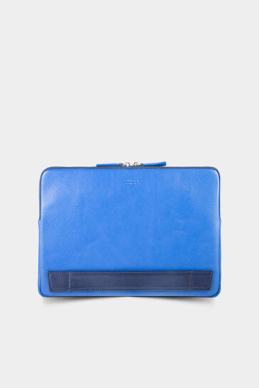 Guard Blue Leather Clutch Bag - Thumbnail