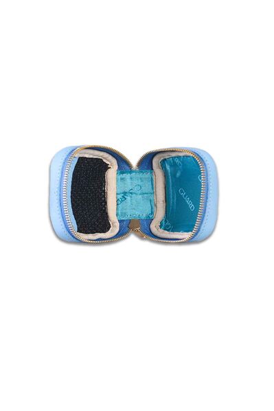 Guard Ice Blue Zipper Leather Mini Accessory Bag - Thumbnail