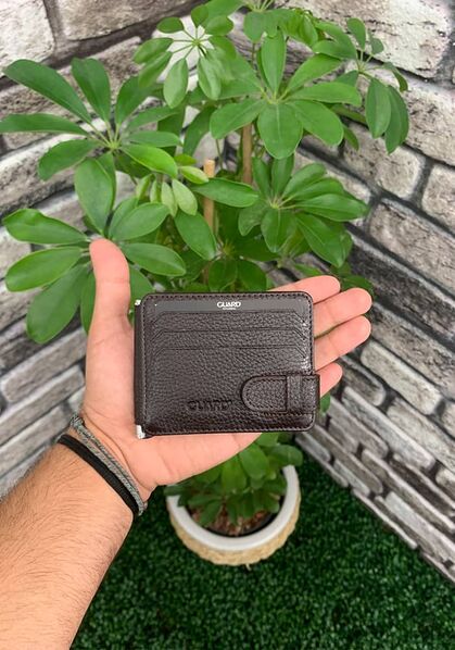 Guard Brown Clip-on Leather Card Holder - Thumbnail