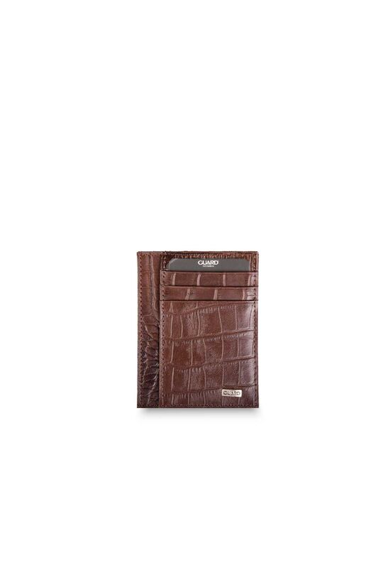 Guard Brown Croco Print Leather Card Holder