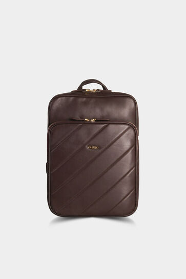Guard Brown Horizontal Stitched Leather Backpack - Thumbnail