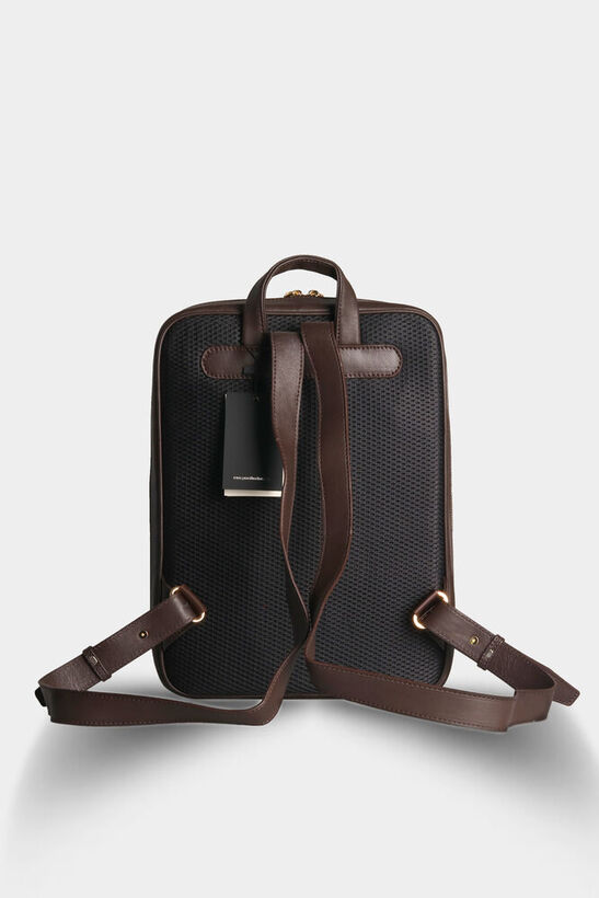 Guard Brown Horizontal Stitched Leather Backpack