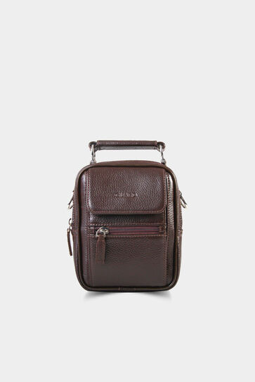 Guard Brown Leather Handbag - Thumbnail