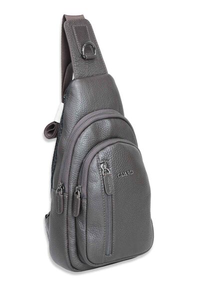 Guard Brown Leather Crossbody Bag - Thumbnail