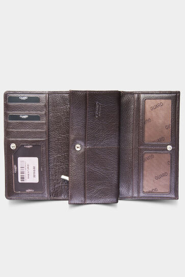 Guard Brown Leather Zippered Women's Wallet - Thumbnail