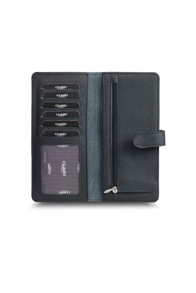 Guard Matte Black Leather Phone Wallet with Card and Money Compartment - Thumbnail