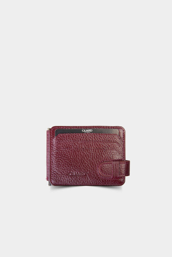 Guard Claret Red Clip-on Leather Card Holder