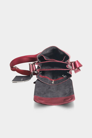 Guard Claret Red Leather Multi Compartment Shoulder Bag - Thumbnail