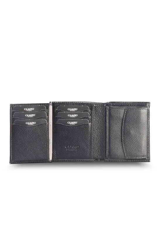 Guard Black Leather Men's Wallet with Coin Entry