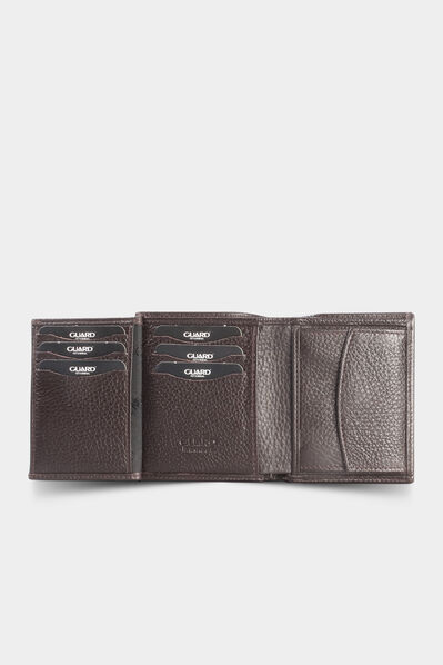Guard Brown Leather Men's Wallet with Coin Entry - Thumbnail