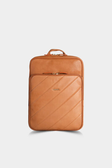 Guard Cream Gold Horizontal Stitched Leather Backpack - Thumbnail