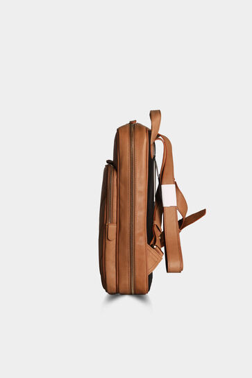 Guard Cream Gold Horizontal Stitched Leather Backpack - Thumbnail