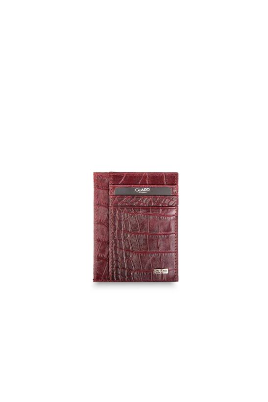 Guard Croco Print Claret Red Leather Card Holder