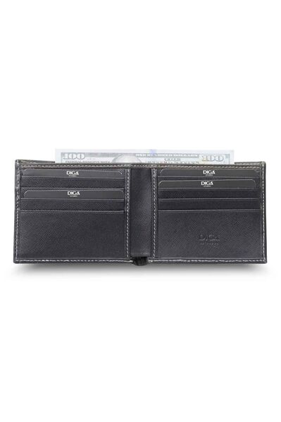 Diga - Diga Black Burlap Print Classic Leather Men's Wallet (1)