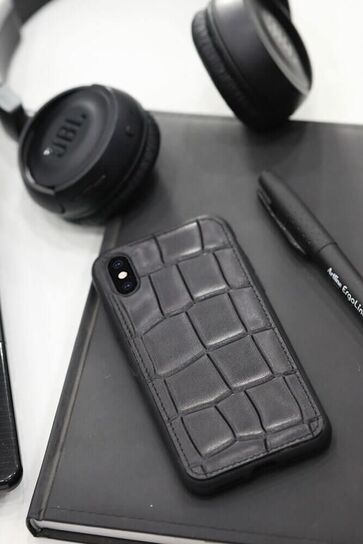 Guard Effective Printed Black Leather iPhone X / XS Case - Thumbnail