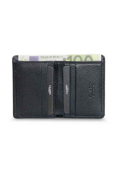 Guard Extra Slim Black Genuine Leather Men's Wallet - Thumbnail