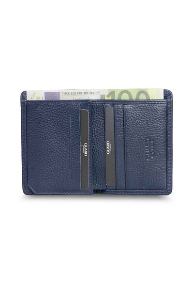 Guard - Guard Extra Slim Navy Blue Genuine Leather Men's Wallet (1)